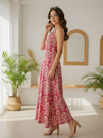 Trendy Cotton A-Line Maxi Dress