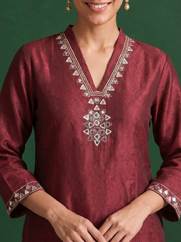 Varanga Women Ethnic Motifs Regular Mirror Work Kurta with Palazzos