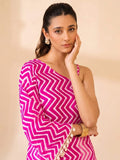 Fuchsia Chevron-Print One-Shoulder Top