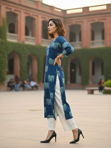Traditional Jal Pattern Brown Kurta for Women