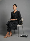 Varanga Women Black Lurex A- Line Kurta With Trousers