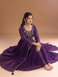 Varanga Purple Embroidered Palazzos With Dupatta | Poly Georgette | Festive