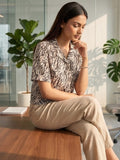 White Coloured Short Sleeves Shirt Collar Top