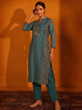 Chanderi Printed Kurta With Trouser And Dupatta