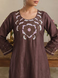 Brown Shimmer Kurta Set With Pants And Dupatta