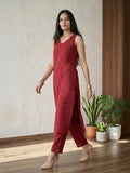 The Linear Crimson Kurta Set With Dupatta