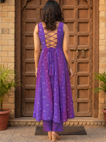 Varanga Women Ethnic Motifs Printed Regular Mirror Work Kurta with Trousers