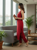 The Linear Crimson  kurta Set