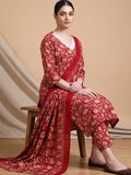 Varanga Women Ethnic Red Kurta Set With Dupatta