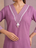 Mauve Floral Cut-Work Kurta Set