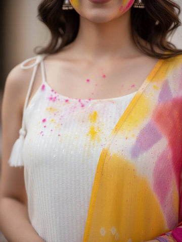 Sleeveless Sharara Suit in Off-White