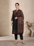 Varanga Women Black Printed Straight Kurta Paired With Solid Bottom And Printed Dupatta