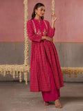 The Golden-Grid Berry Women's Kurta Set