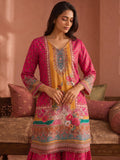 Ethnic Printed Kurta Set With Matching Palazzo And Dupatta