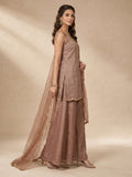 Womens Solid Metallic Kurta Set With Gold Embroidery