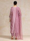 Varanga Women Mauve Zari Yoke Design Chanderi Silk Kurta with Trousers & Dupatta