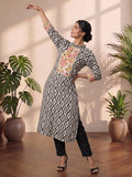 Geometric Printed Aline Cotton Kurta Set With Fusion Look