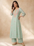 Women's Mulmul Chanderi Kurta Set With Chiffon Dupatta
