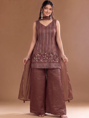 Varanga Embroidered Kurta With Dupatta | Poly Georgette | Festive
