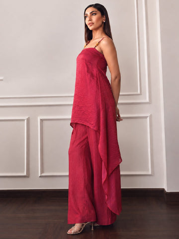 Varanga Women Layered Silk Crepe Kurta with Palazzos