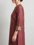The Mauve Stripe Floral Kurta Set