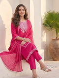Varanga Women Kurta With Trousers And Paired With Dupatta Featuring Lurex And Lace Detailing