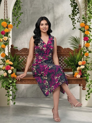 Varanga Blue Colored Women Summer Dress