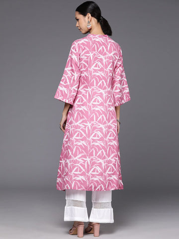 Varanga Women Pink Abstract Printed Straight Kurta