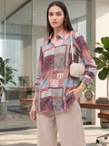 Multi Coloured Slim Collar Long Sleeves Colourblocked Shirt