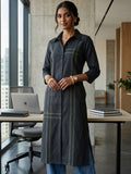 Button-Down Black  Kurta
