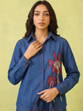 Soft Denim Co-Ord Set With Elegant Floral Embroidery