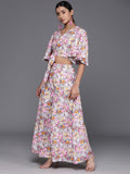 Varanga Multi Colour Floral Printed Crop Top with Palazzos