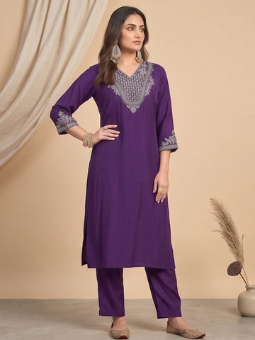 Kurta Set With Intricate Zari Embroidery, Paired With Solid Ankle-Length Trousers And An Embroidered Dupatta