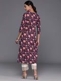 KSUT Women Magenta Floral Printed Gotta Patti Kurta