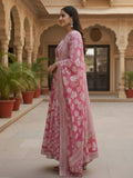 Blooming Fuchsia Hand-Block Print Cotton Anarkali Set