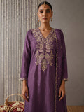Lavender Embroidered Kurta Set With Dupatta