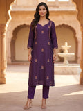 Purple Embroidered Ethnic Suit Set
