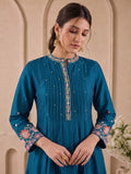 The Teal Blossom Zari Embroidred Women'S Kurta Set