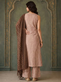 Jaquard V Neck Kurta Set With Dupatta