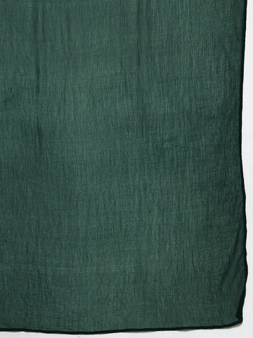 Varanga Women Green Floral Printed Mandarin Collar Straight Kurta Paired With Tonal Solid Bottom And Solid Dupatta