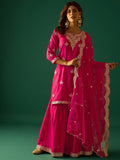 Zari Work Kurta With Sharara And Dupatta