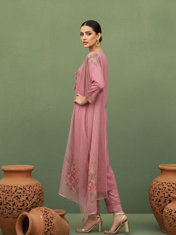 Varanga Women-Floral Motif Thread Embroidered Schiffli & Orangza Lace Detailed Kurta With Trouser & Dupatta