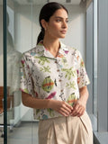 White Coloured Short Sleeves Shirt Collar Top