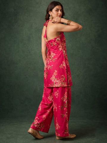 Varanga Women Floral Printed Regular Kurta with Farshi salwar