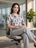 Grey Coloured Short Sleeves Shirt Collar Top