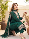 Vichitra Bead-Embellished Round Neck Kurta Solid Ankle-Length Trousers, And An Elegant Embroidered Dupatta