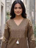 Straight Kurta With Embroidered Yoke