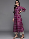 Varanga Women Purple Bandhani Printed Anarkali Kurta