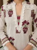 Womens Traditional Stripe & Scallop Kurta Set