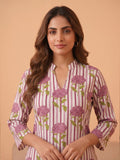 Lavender Floral Printed Cotton Kurta Set